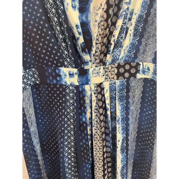 Chico’s Womens Maxi Dress Size Medium Blue Patchwork Americana Boho Office Work - Picture 5 of 8